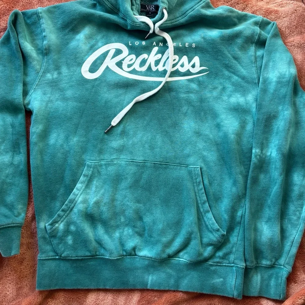 Young & Reckless Teal Tie Dye Hoodie Size Small Los Angeles Reckless